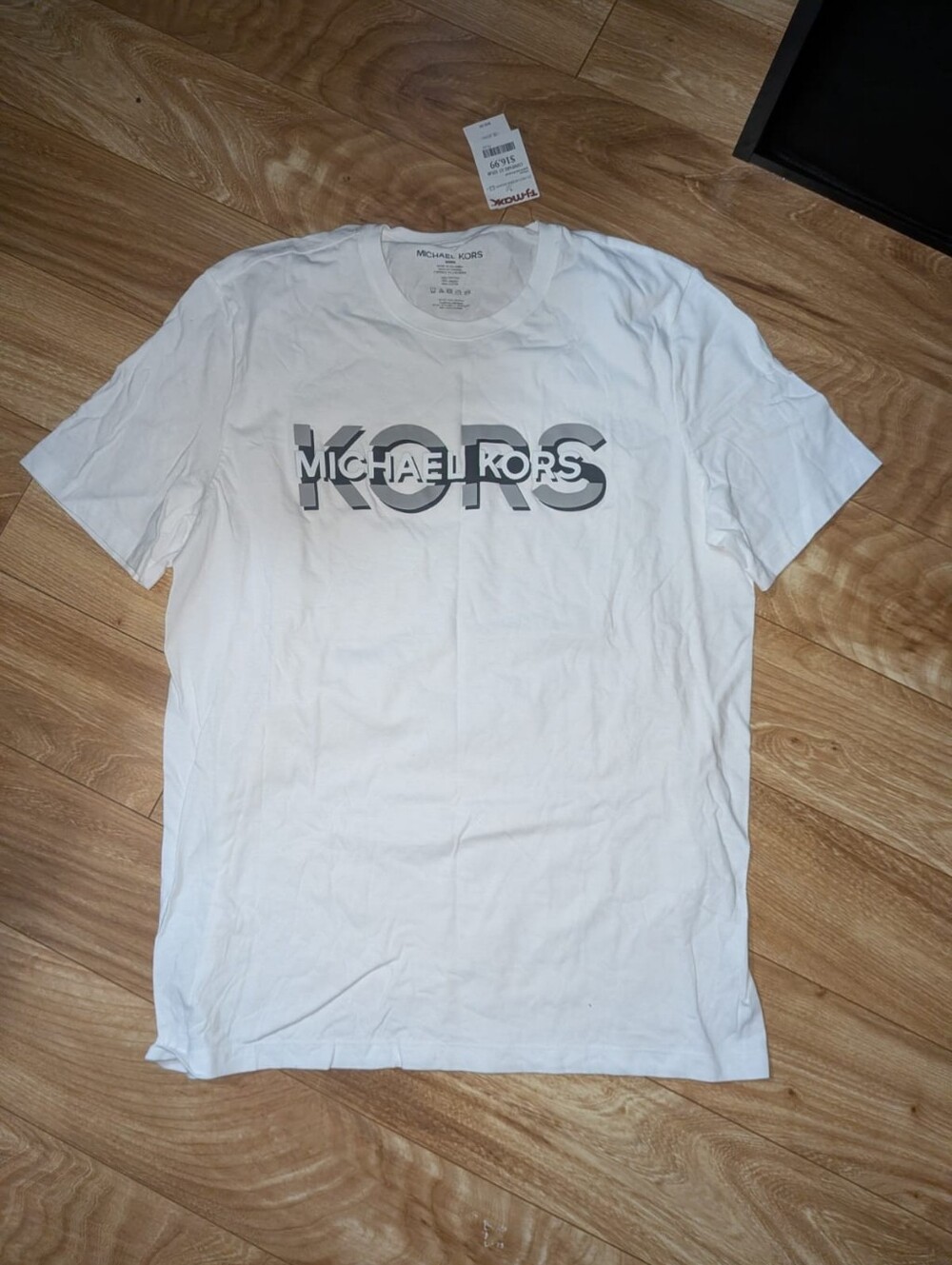 Michael Kors Men's White Short-Sleeve  Tee with Subtle MK Logo
